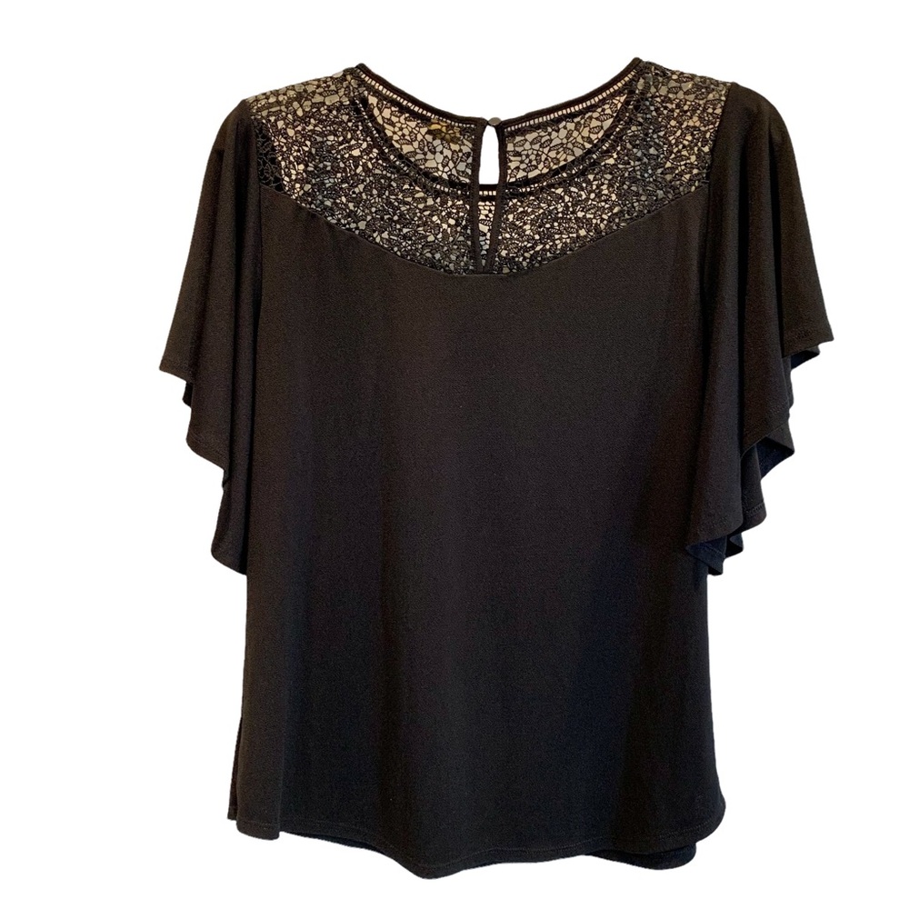 Worthington Black Lace Top‎ Bell Sleeves M - Picture 7 of 9
